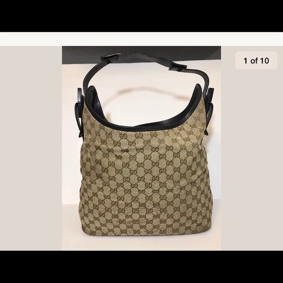 gucci canvas hobo shoulder bag